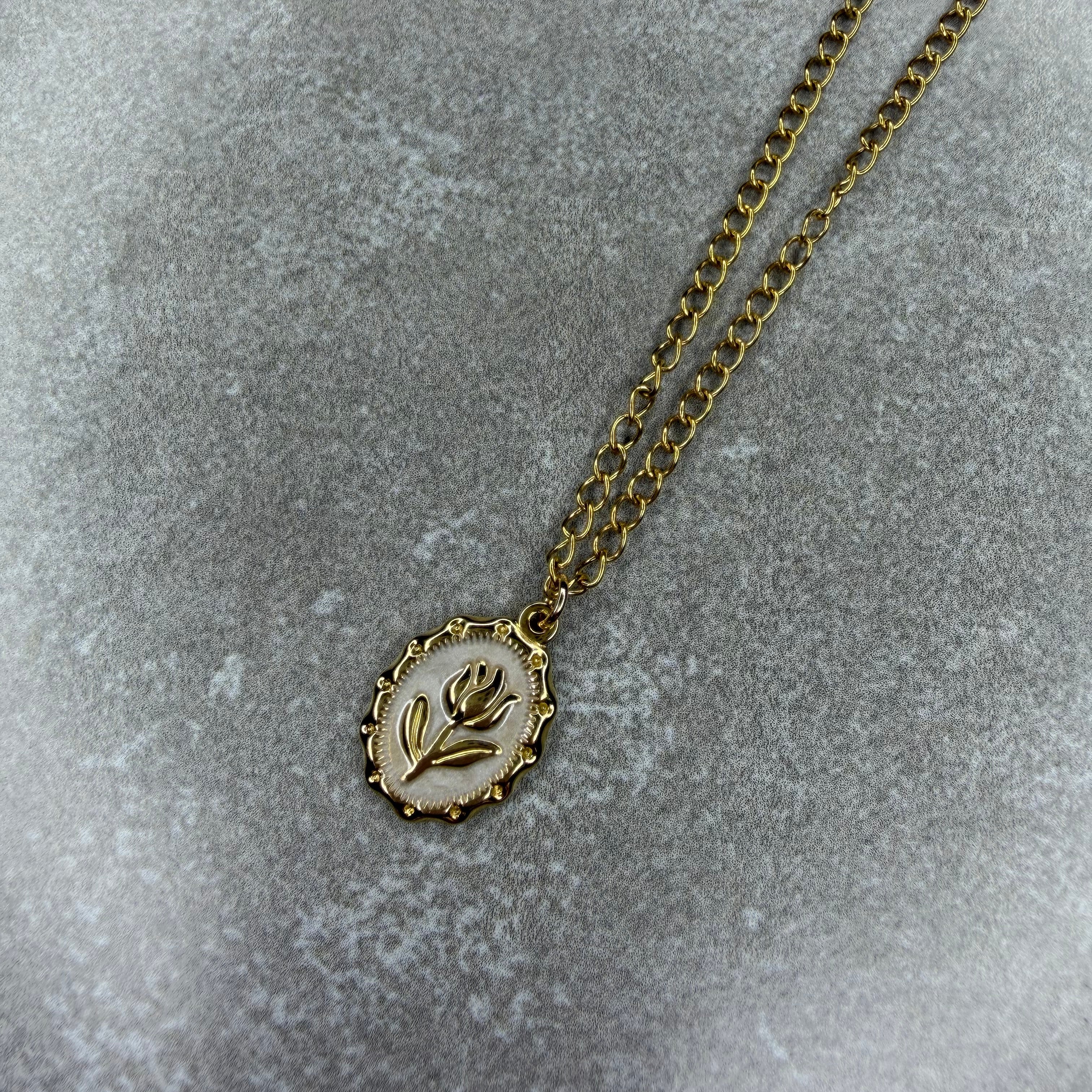COLLAR ROSA DORADO
